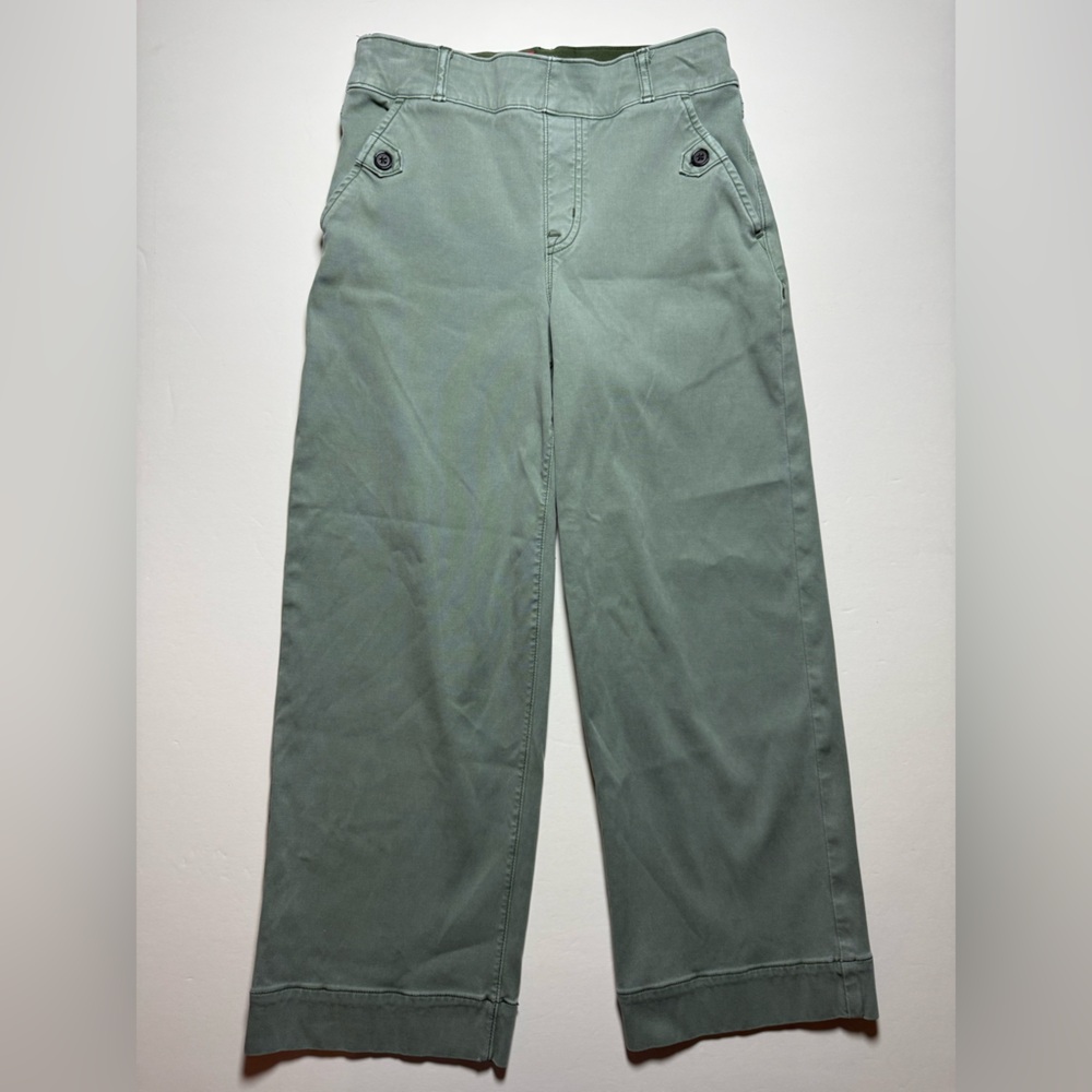 SPANX sage green wide leg cropped pants petite small. NWOT